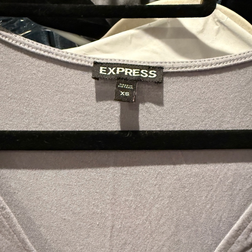 Express V-Neck Top in Gray - Picture 2 of 3